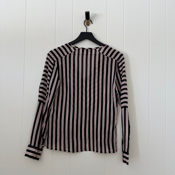 Rachel Zoe Mairi 100% Silk Black White Red Striped Tassel Blouse - Picture 8 of 10